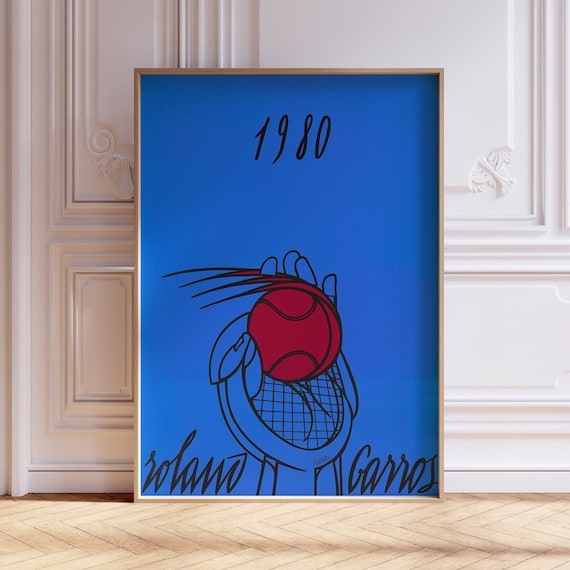 Roland Garros 1980 Mid-Century Modern Poster