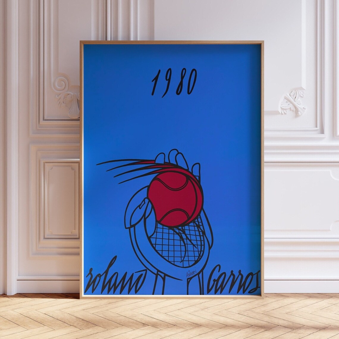 Roland Garros 1980 Mid-Century Modern Poster