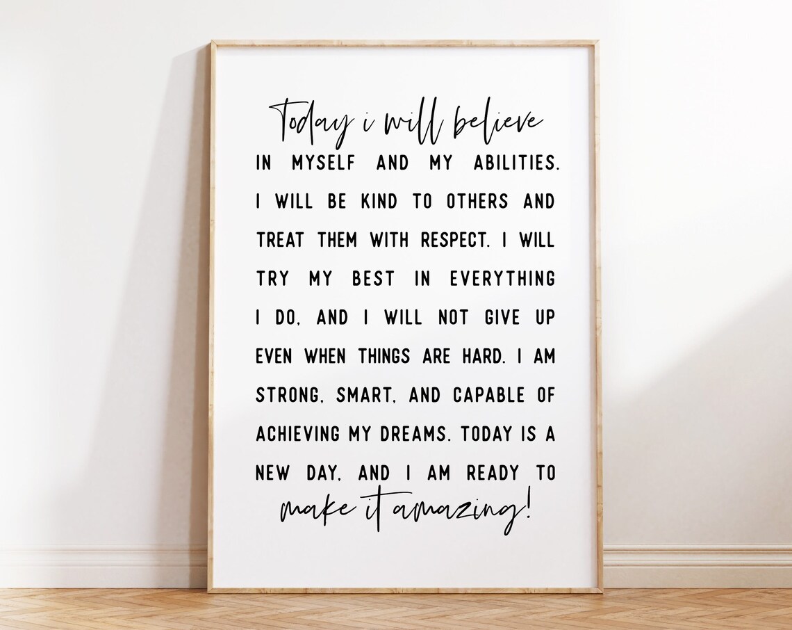 Daily Affirmations Typography Art Print, Office Decor