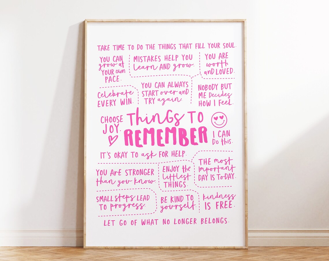 Things To Remember Inspirational Quote Art Print