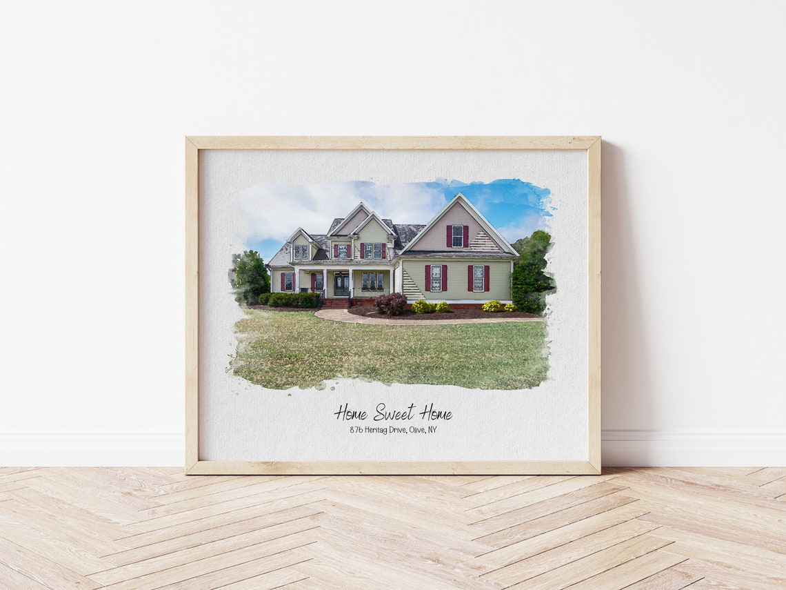 Our First Home Custom House Watercolor Portrait Keepsake Gift Poster - Image 6