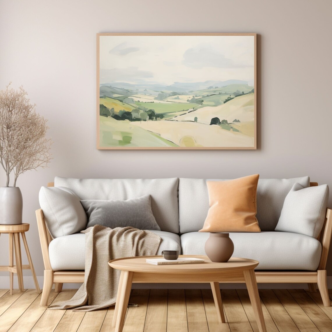 Soft Green Misty Valley with Rolling Hills Scenic Landscape Poster - Image 3