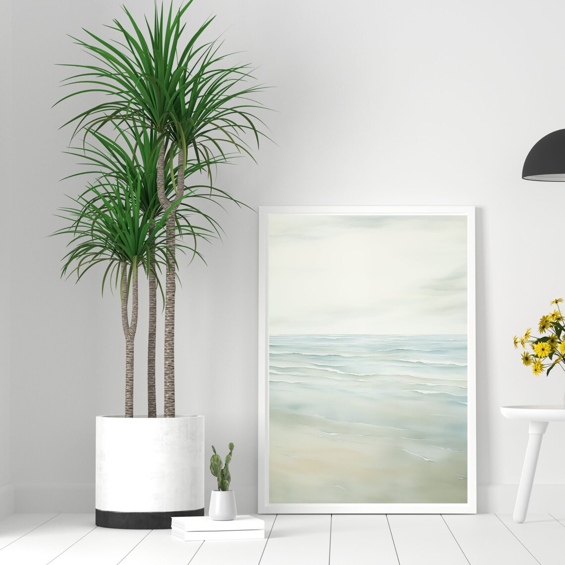Tranquil Muted Minimalist Ocean Seascape Calm Water Art Poster - Image 3