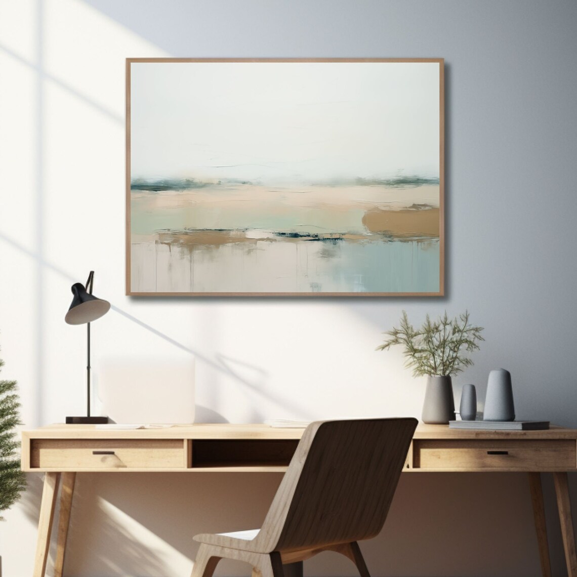 Minimalist Beige Horizon Soft Neutral Abstract Beachscape Poster - Image 3