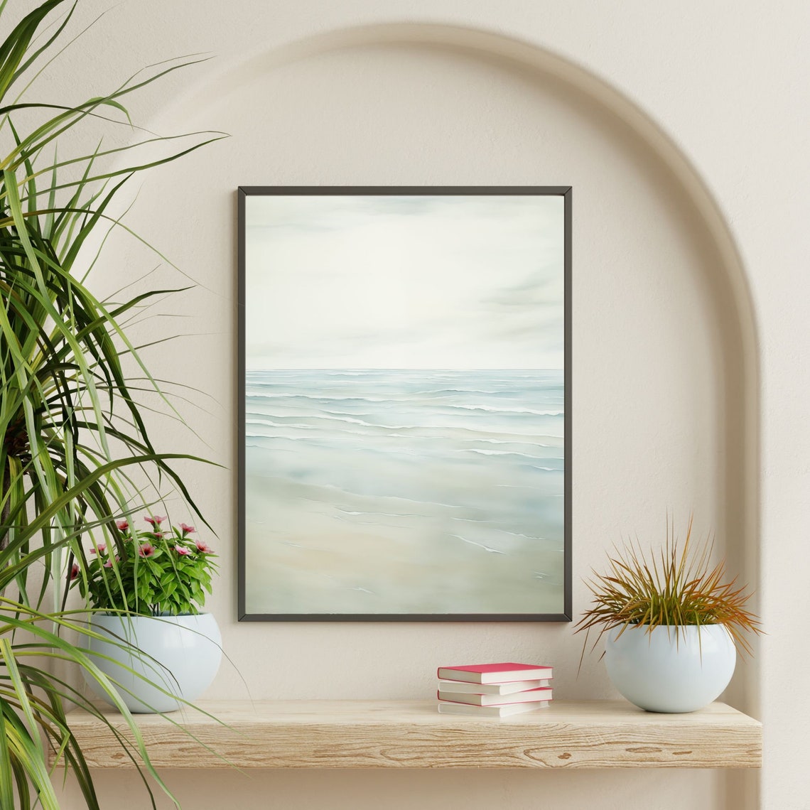 Tranquil Muted Minimalist Ocean Seascape Calm Water Art Poster - Image 2