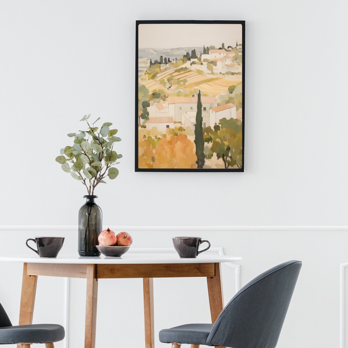 Provence France Countryside Cypress Hills Terracotta Watercolor Poster - Image 2