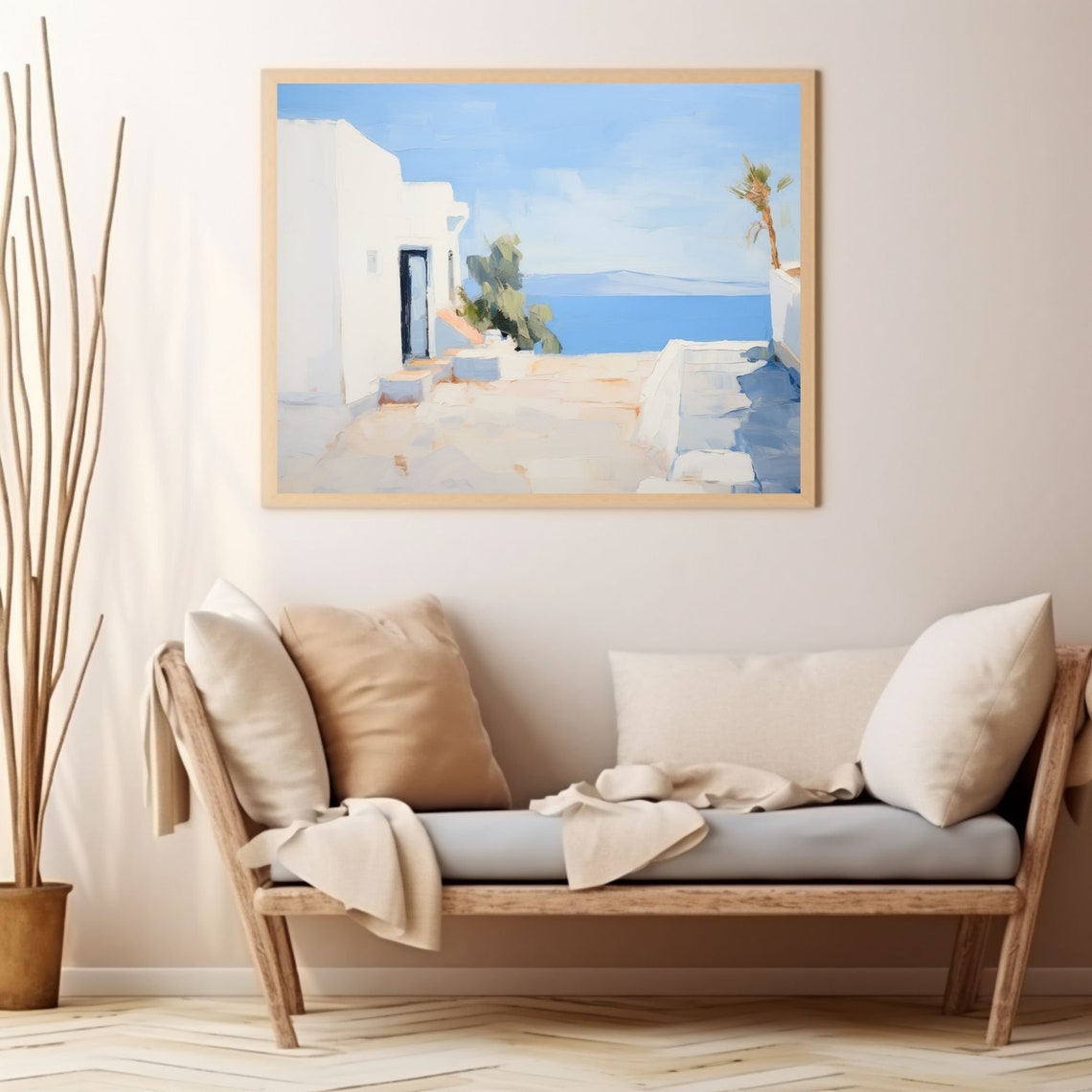 Ibiza Spain Whitewashed Villa With Blue Sea View Terrace Poster - Image 2