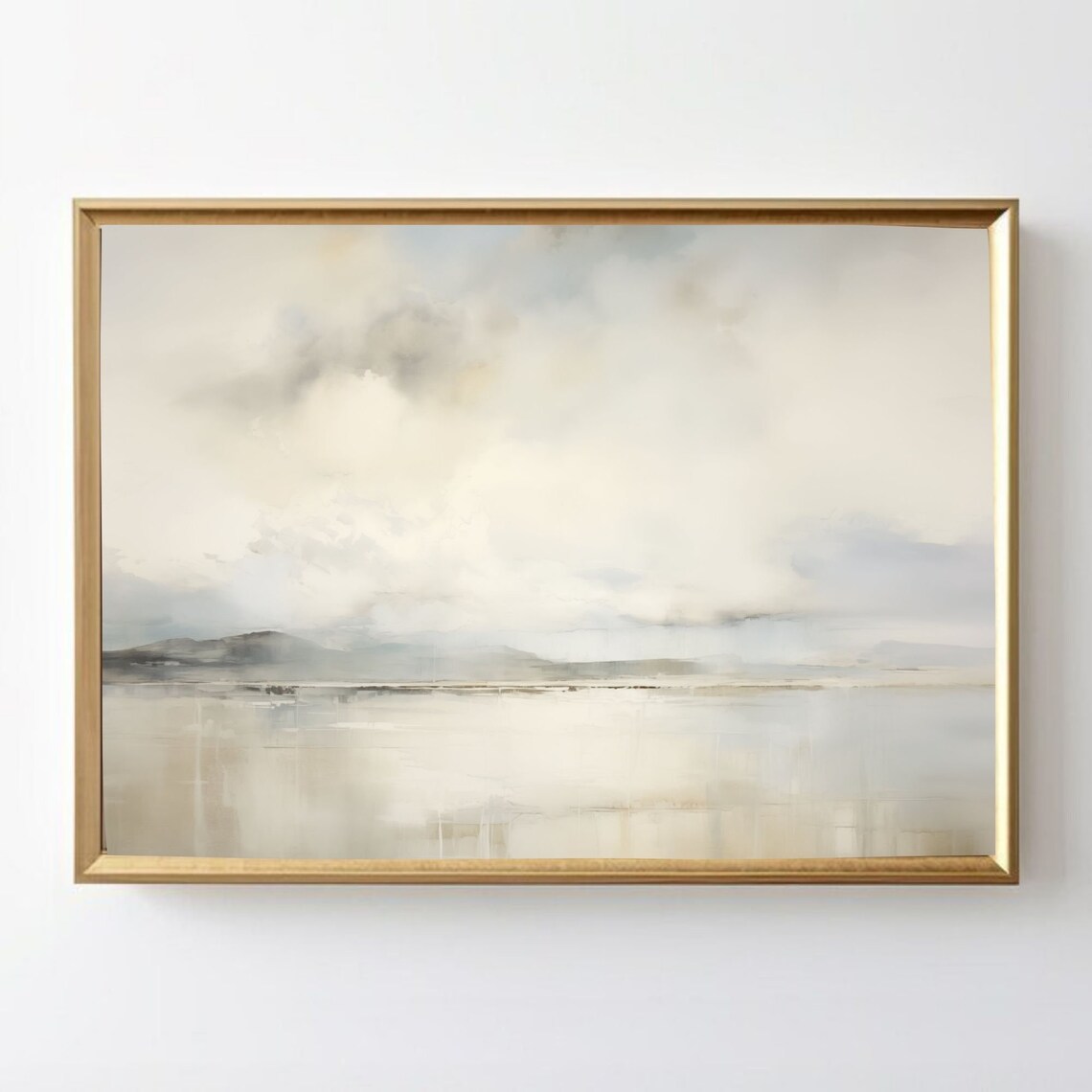 Soft Gray Mist Over Calm Water Minimal Seascape Landscape Poster - Image 3
