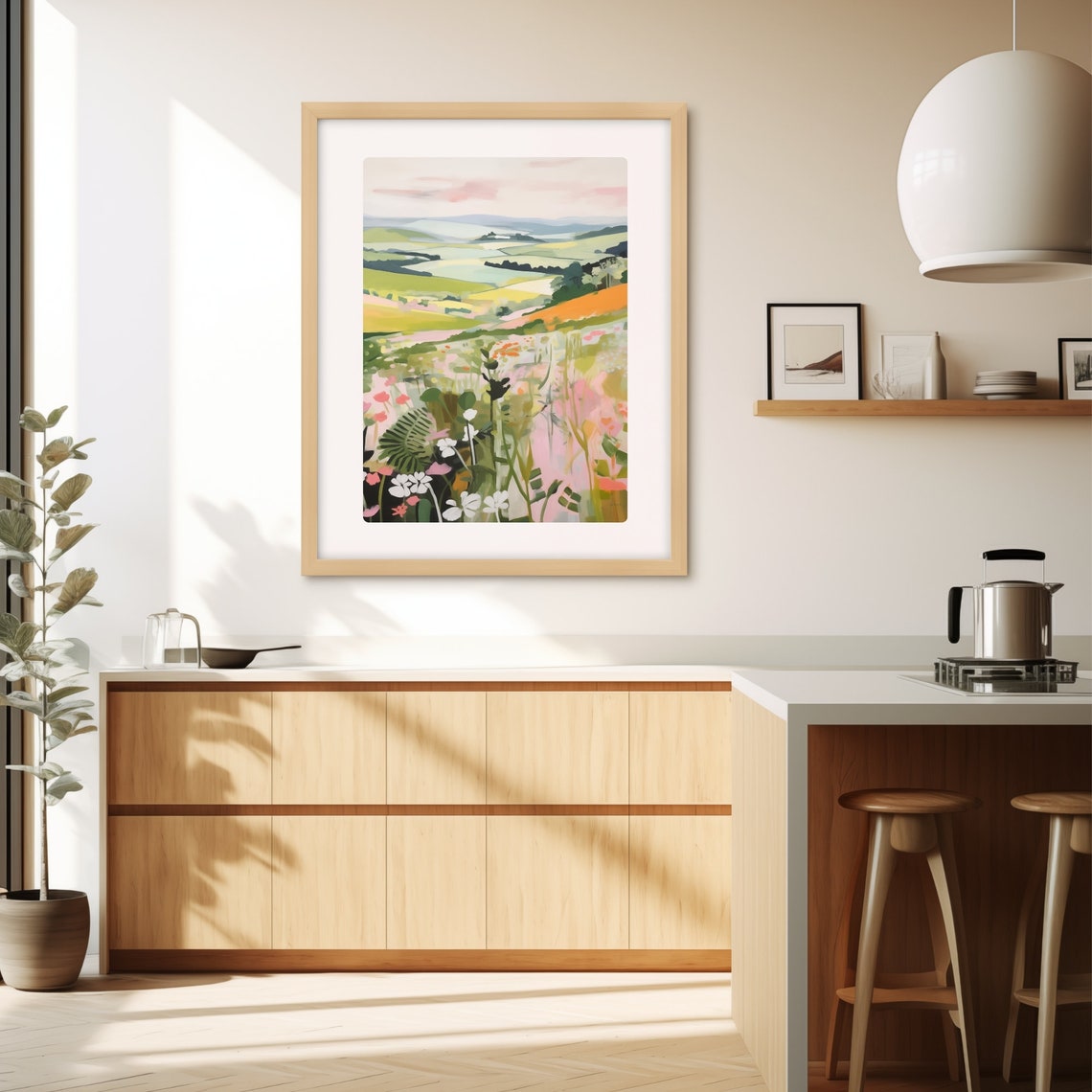 Wildflower Meadow Over Rolling Hills Colorful Floral Landscape Poster - Image 3