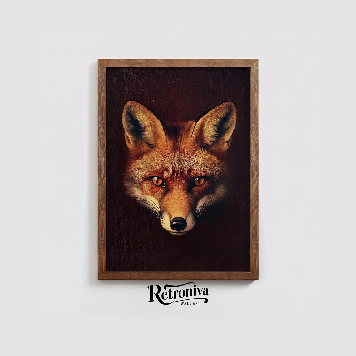 Moody Red Fox Portrait Against A Dark Background Oil Painting Poster - Image 3