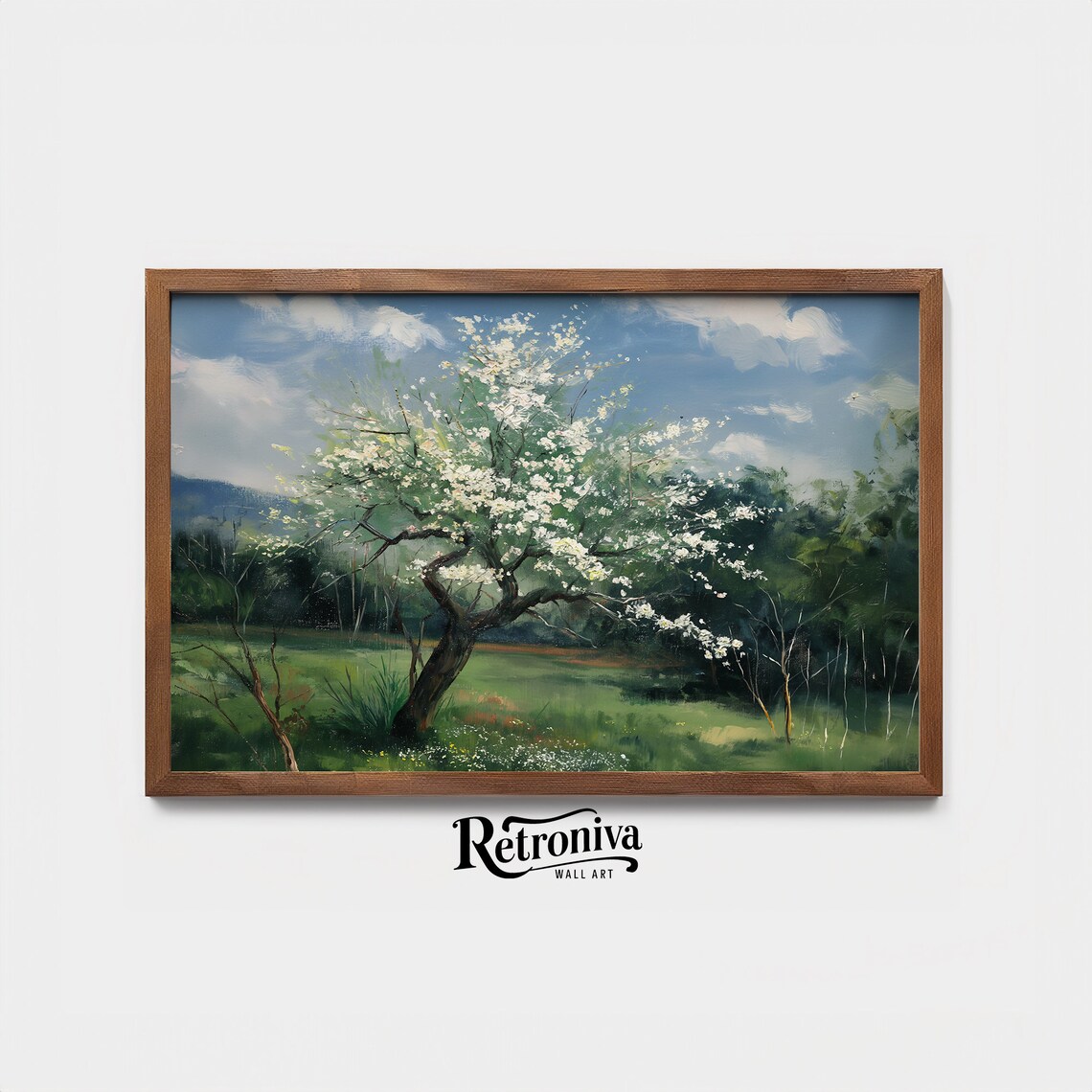 Blossom Tree Spring Landscape Oil Painting Art Print - Image 4