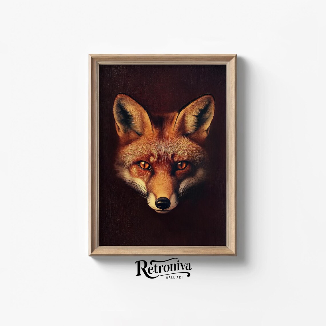 Moody Red Fox Portrait Against A Dark Background Oil Painting Poster