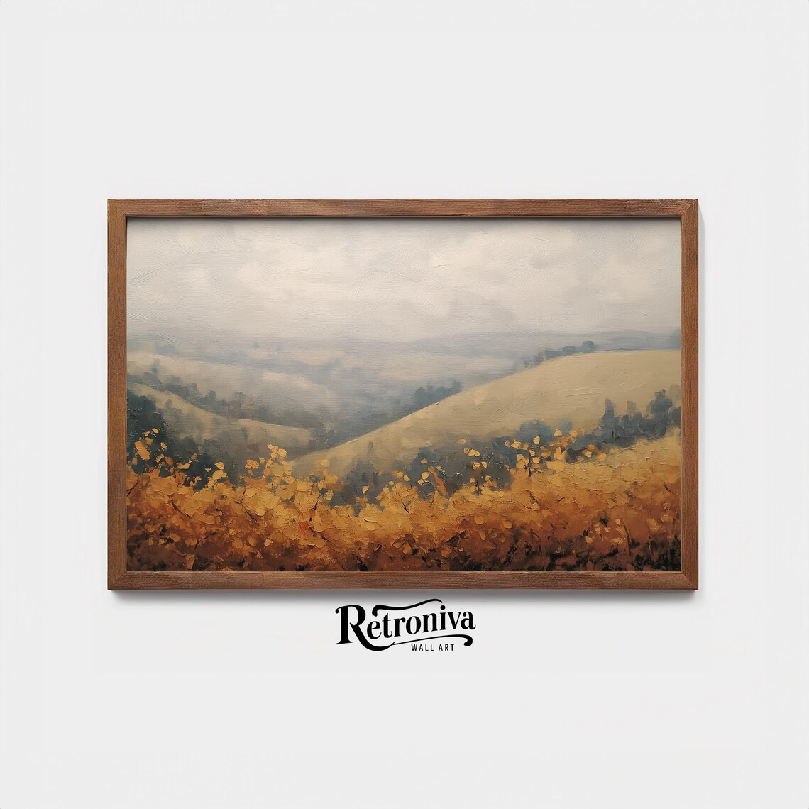 Misty Autumn Hills With Golden Foliage Vintage Landscape Poster - Image 4