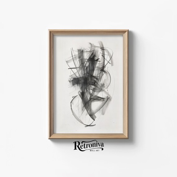 Minimalist Abstract Sketch Art Print, Neutral Decor