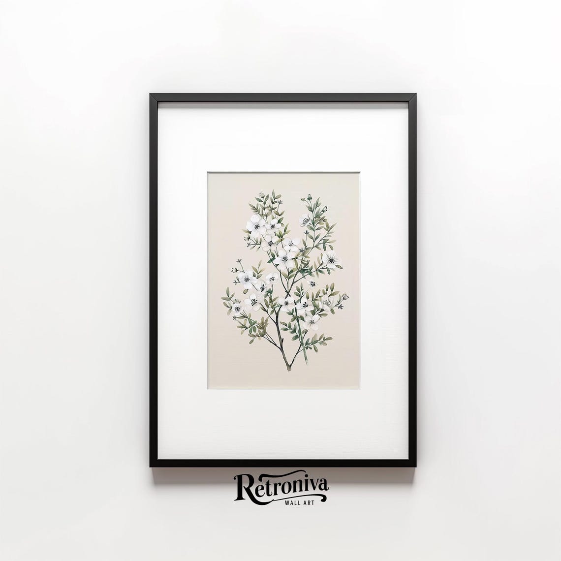 White Wildflowers Botanical Watercolor Antique Farmhouse Poster - Image 6