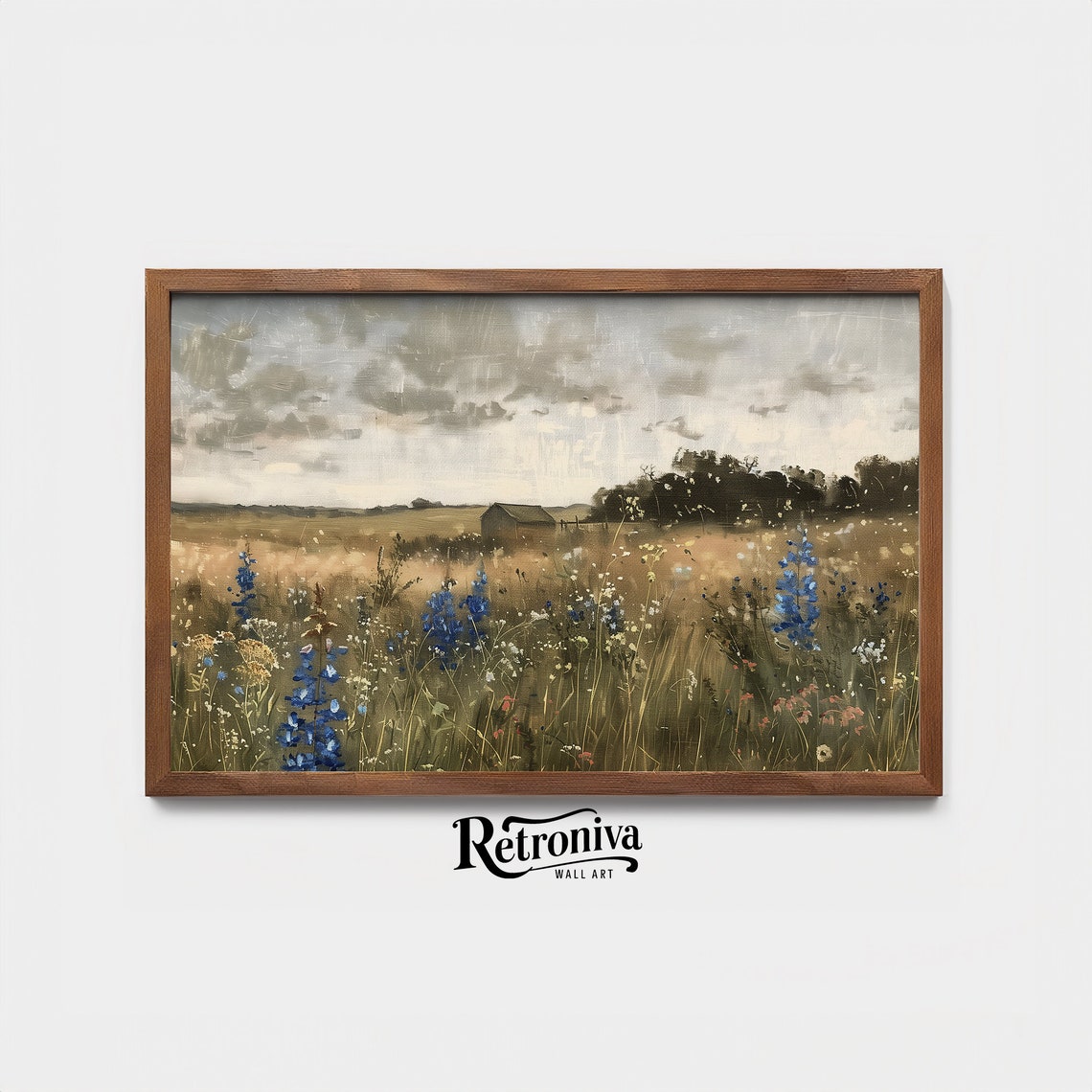 Vintage Wildflower Field Landscape Oil Painting Country Field Farmhouse Wall Art Moody Spring Prints Retroniva Art Spg 002 - Image 4