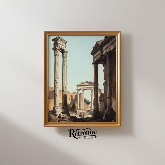 Ancient City Architecture Landscape Vintage Art Print