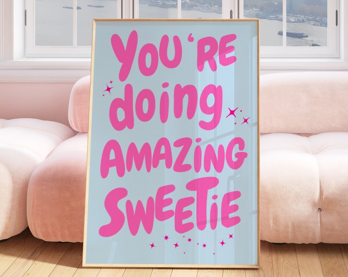 Youre Doing Amazing Sweetie Affirmation Poster, Retro