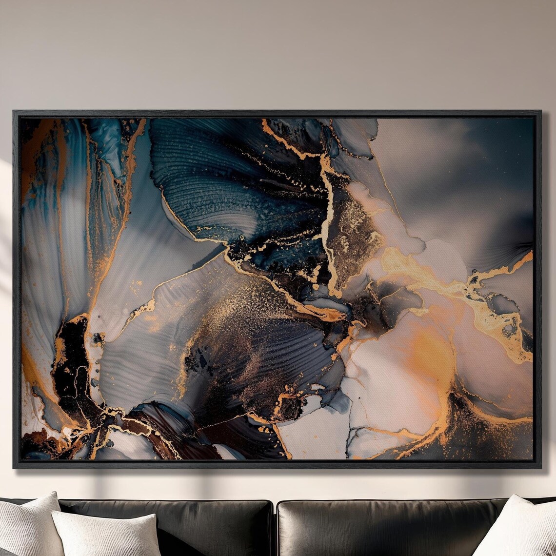 Abstract Fluid Art, Alcohol Ink Marble Veins Art Print