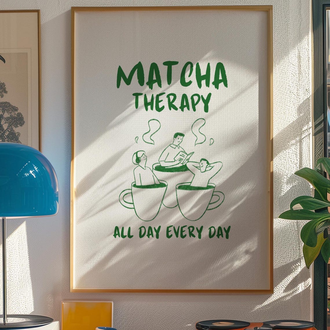 Matcha Therapy All Day Every Day Green Quote Kitchen Art Poster - Image 3