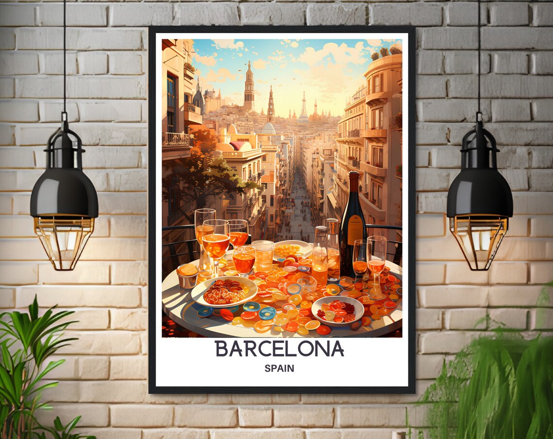 Barcelona Vintage Travel Poster, Spain Wall Art - Image 3