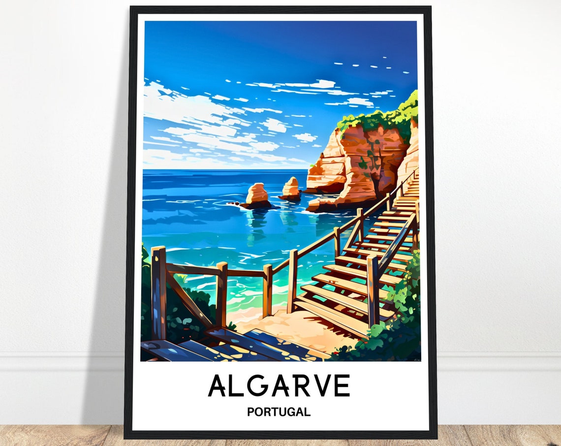 Algarve Travel Poster Algarve Travel Print Algarve Art Print Algarve Travel Gift Algarve Wall Decor Algarve Painting Algarve Portugal Art
