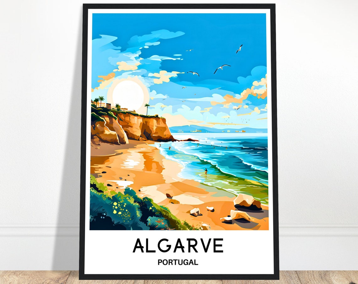Algarve Travel Poster Algarve Travel Print Algarve Art Print Algarve Travel Gift Algarve Wall Decor Algarve Painting Algarve Portugal Art
