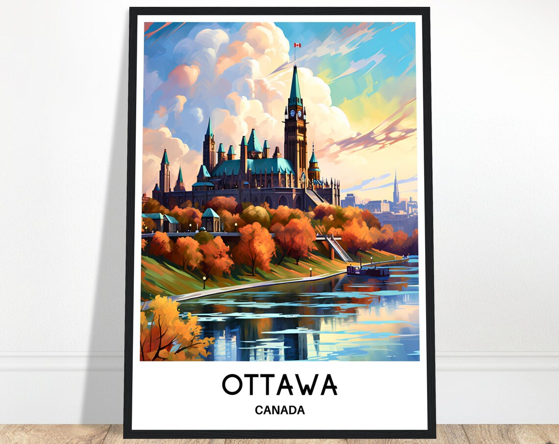 Ottawa Parliament Hill Beautiful Autumn Canada Travel Poster