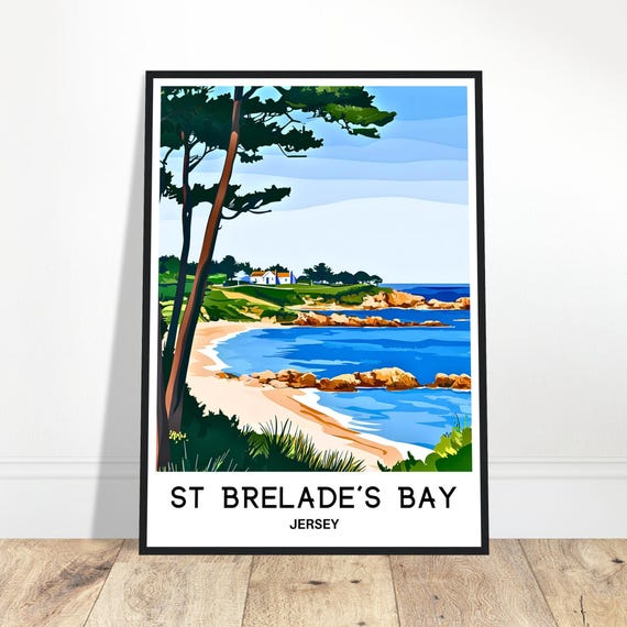 St Brelades Bay Travel Print Poster British Art Jersey Lover Gift Wall Hanging Illustration