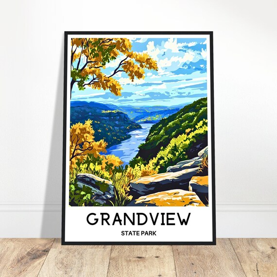 Grandview State Park Travel Print Poster Art West Virginia Lover Gift Wall Hanging Illustration