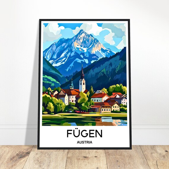 Fugen Travel Print Poster Austrian Art Austria Lover Gift Wall Hanging Home Office Decor Illustration