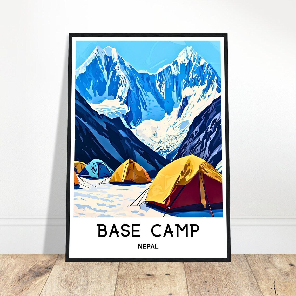 Nepal Base Camp Tents Snowy Himalayan Peaks Travel Wall Poster
