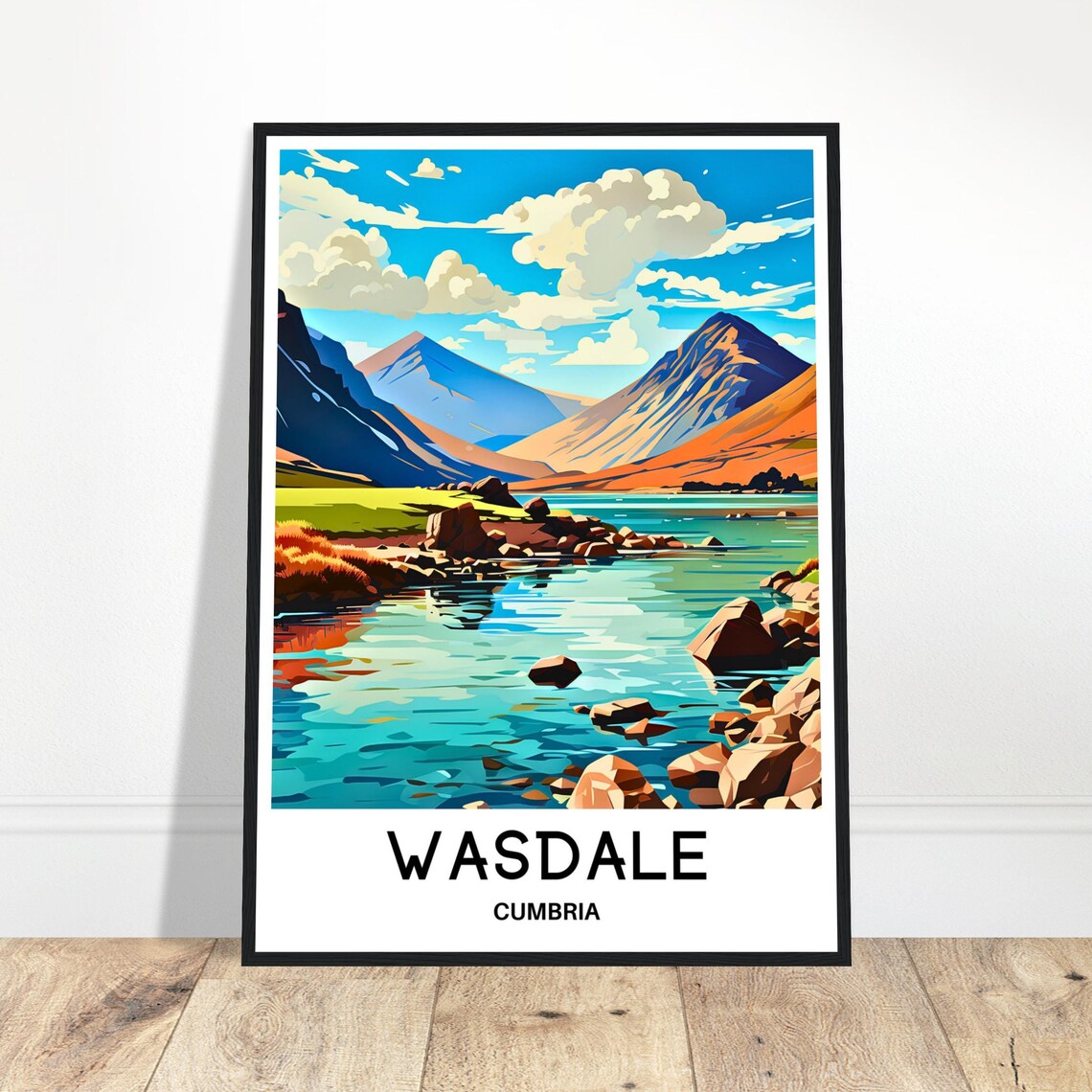 Wasdale Cumbria Mountain Lake Valley Landscape Travel Poster