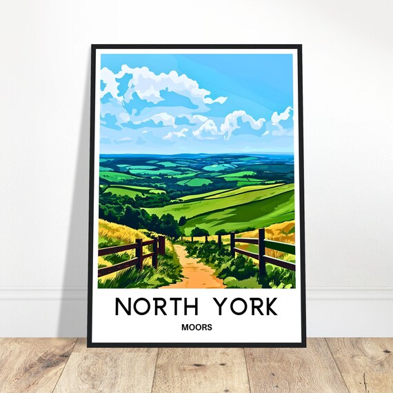 North York Moors England Green Hills Hiking Trail Travel Art Poster