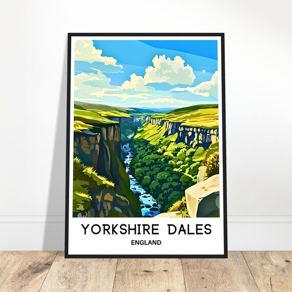 Yorkshire Dales England Limestone Gorge River Valley Travel Poster