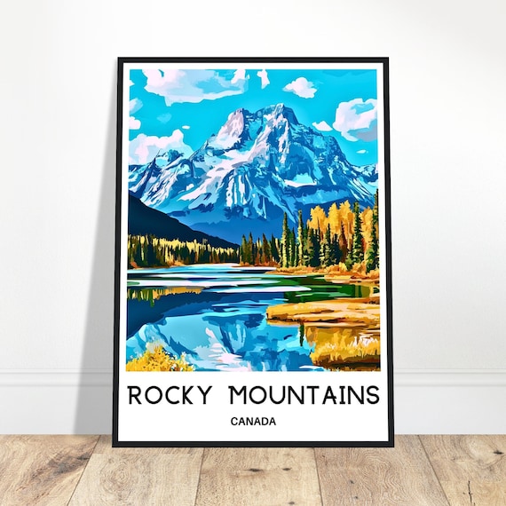 Rocky Mountains Canada Snow Alpine Lake Reflection Travel Poster