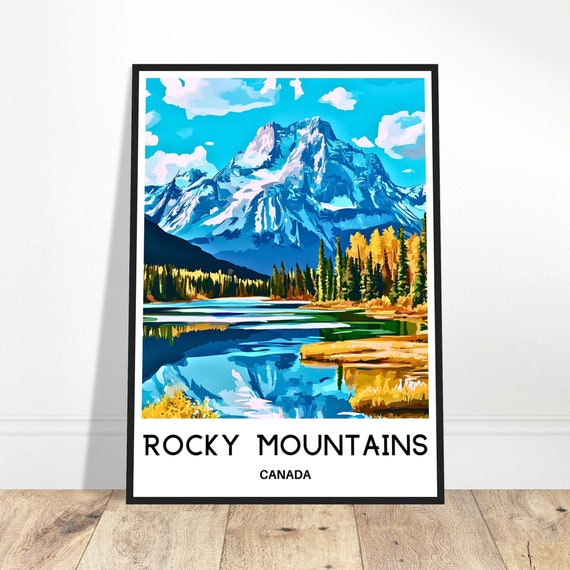 Rocky Mountains Travel Print Poster Canadian Art Canada Lover Gift Wall Hanging Home Office Desk Decor Illustration