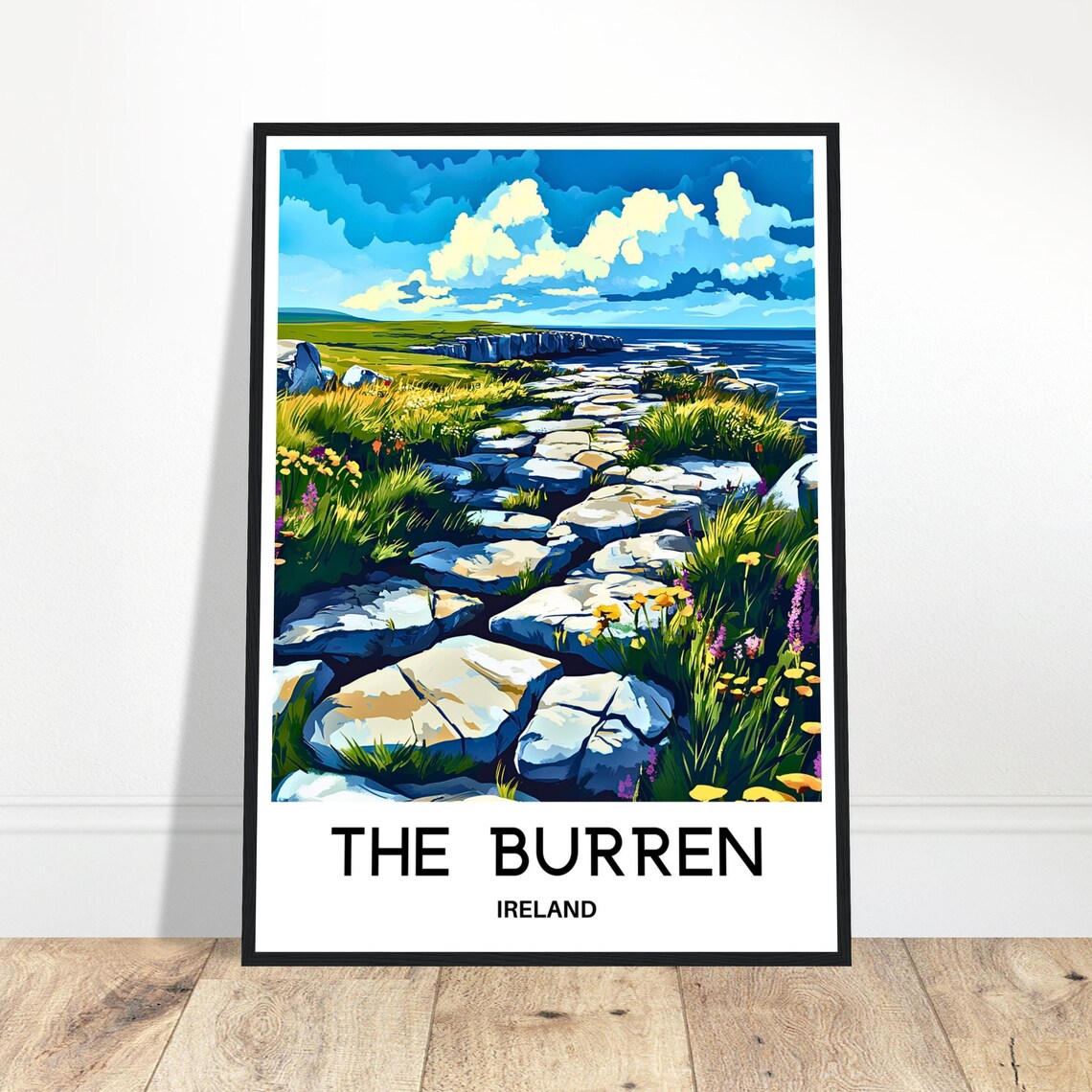 The Burren Travel Poster, Irish Landscape Art
