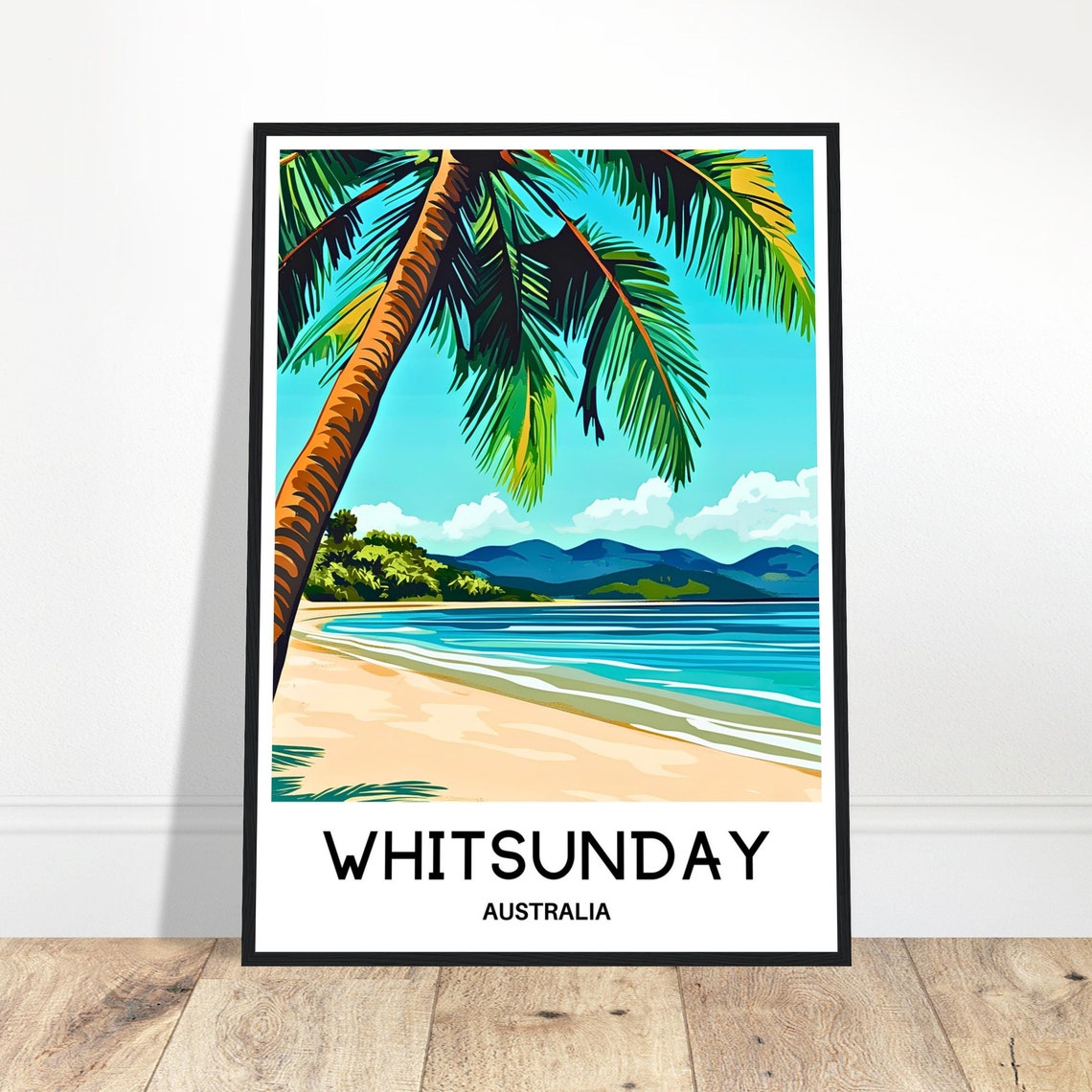Whitsunday Australia Palm Tree Beach Turquoise Bay Travel Poster