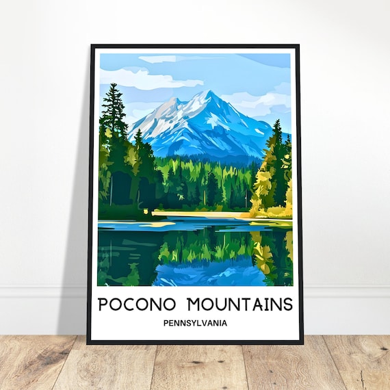 Pocono Mountains Pennsylvania Alpine Lake Reflection Travel Poster