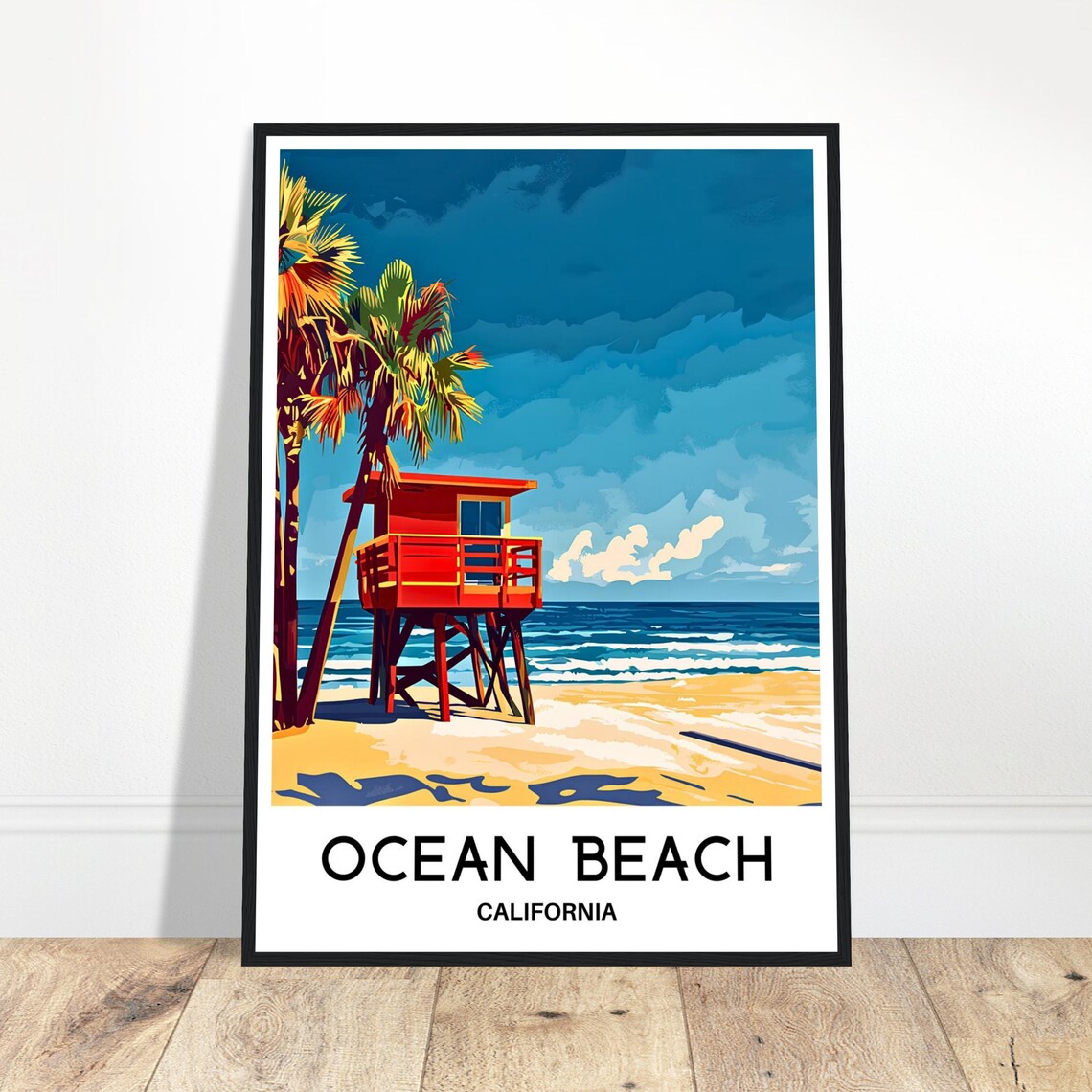 Ocean Beach Travel Print Poster Art Lover Gift Wall Hanging R Illustration Home Decor