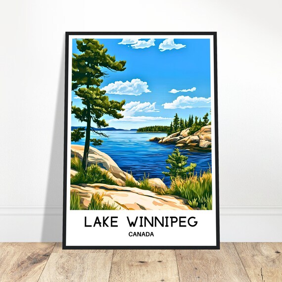 Lake Winnipeg Travel Print Poster Canadian Art Canada Lover Gift Wall Hanging Home Decor Illustration