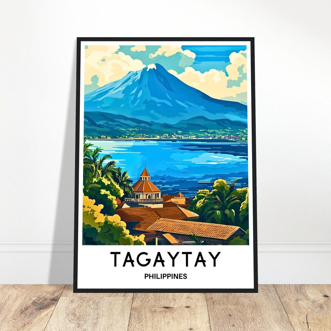 Tagaytay Philippines Taal Volcano Blue Lake City Travel Poster