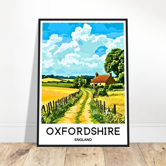 Oxfordshire Travel Print Poster English Art England Lover Gift Wall Hanging Home Office Decor Illustration