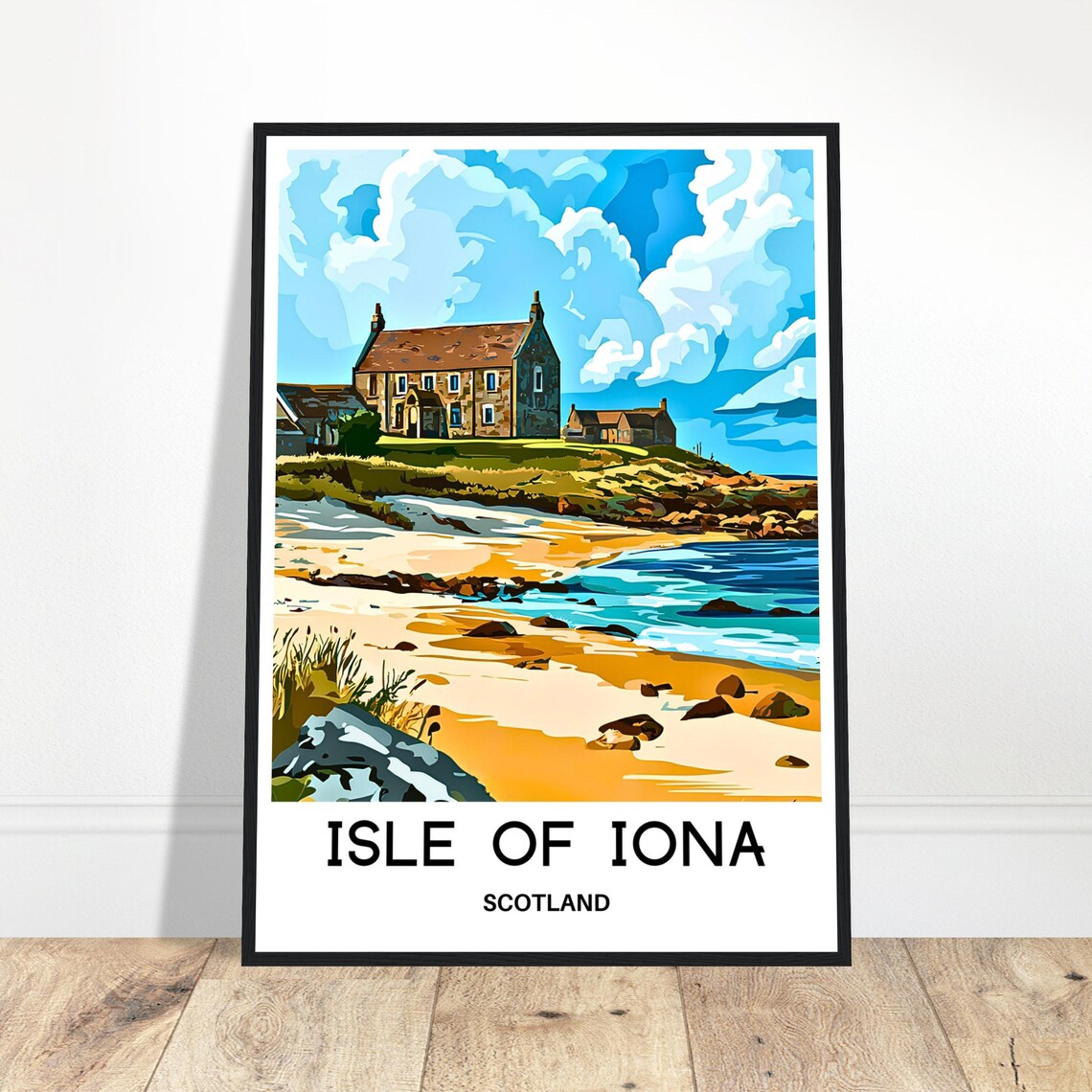 Isle Of Iona Scotland Coastal Abbey Vintage Travel Wall Poster