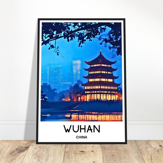 Wuhan Travel Print Poster Chinese Art China Lover Gift Wall Hanging Home Office Decor Illustration