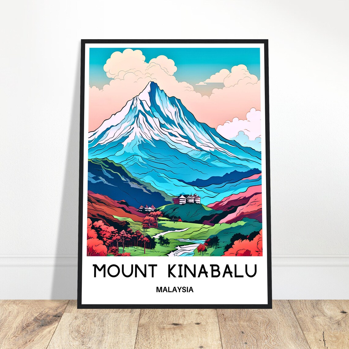 Mount Kinabalu Malaysia Daytime Blue Peaks Mountain View Poster