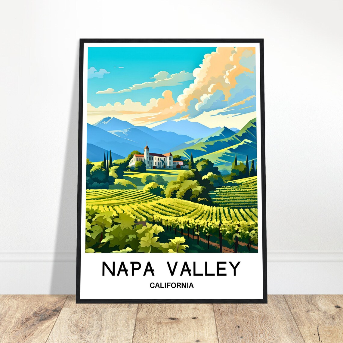 Napa Valley California Vineyard Estate Vintage Style Travel Poster
