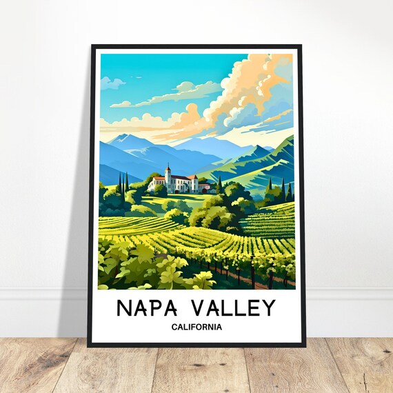 Napa Valley California Vineyard Estate Vintage Style Travel Poster