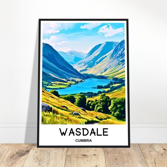 Wasdale Travel Print Poster English Art England Lover Gift Wall Hanging Valley Illustration Home Office Decor
